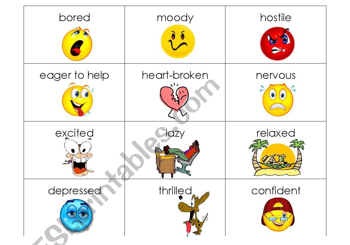 Role play cards - Mood cards worksheet