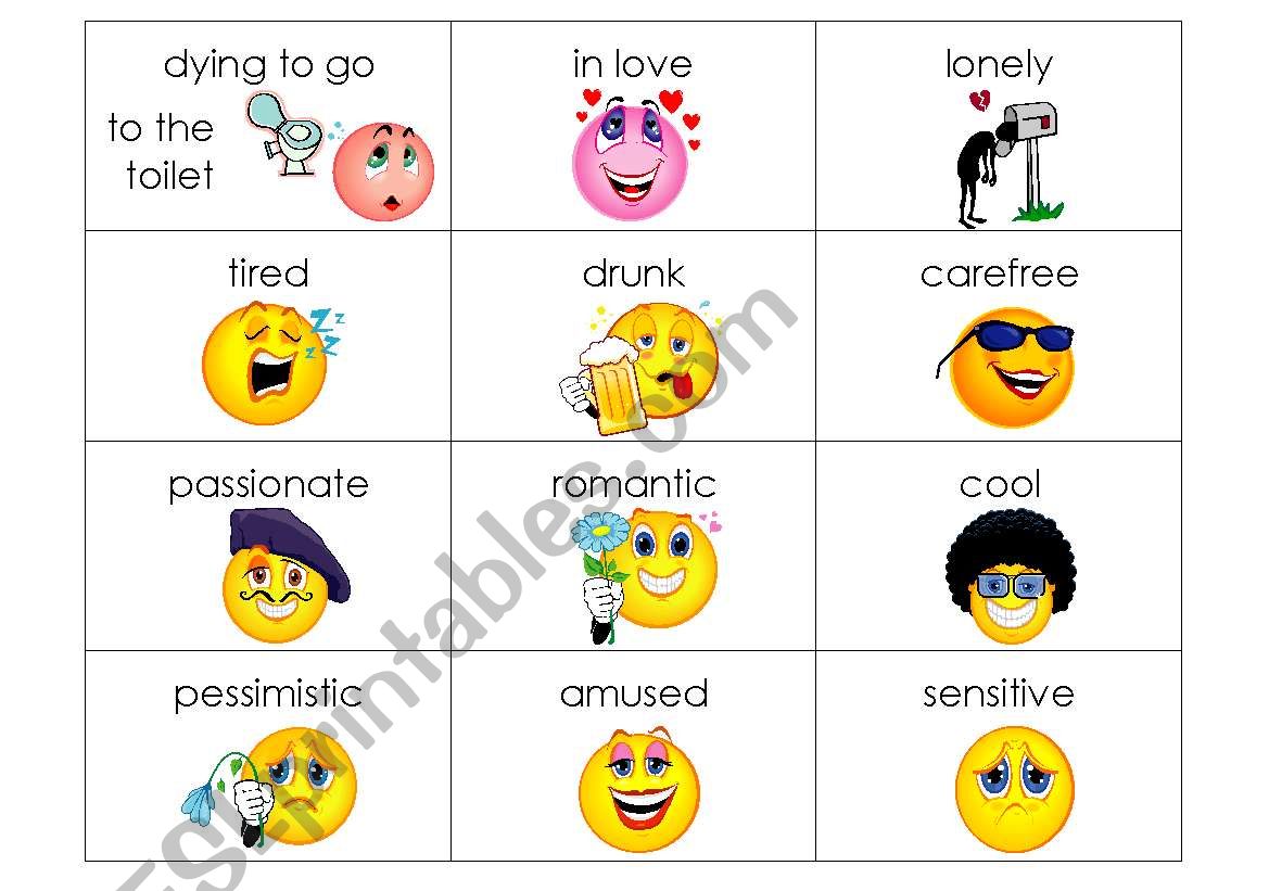 Feelings - Mood cards worksheet