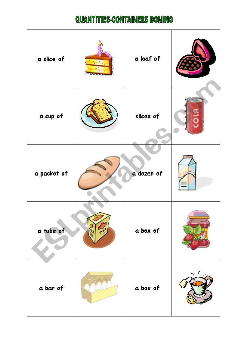 Quantities-containers domino (2 pages)