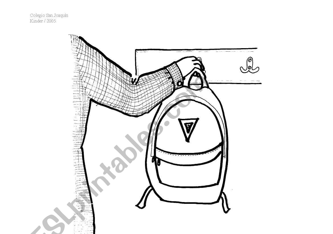 Colar la mochila. worksheet