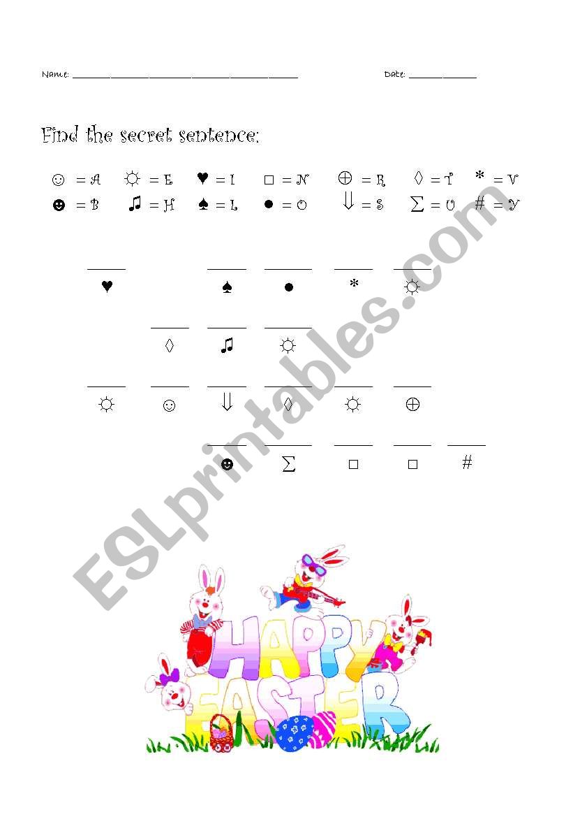 Easter Secret Message worksheet