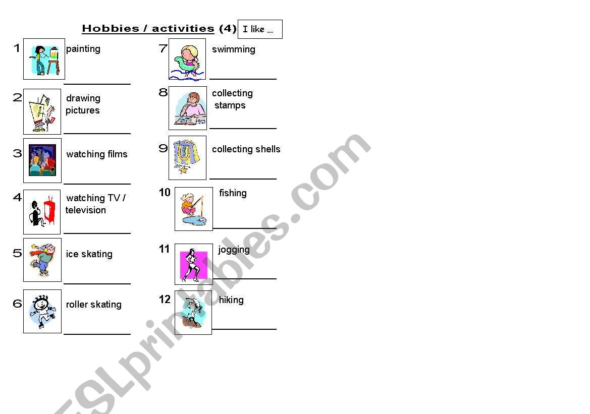 Hobbies & Activities (4 of 6) worksheet