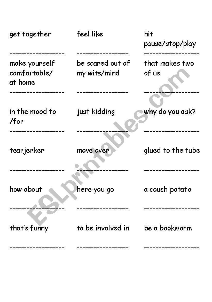 Couch Potato Idioms (matching game)