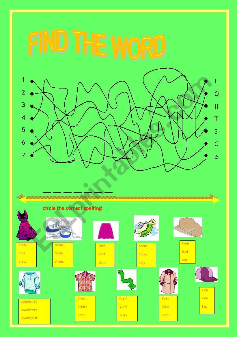 clothes worksheet