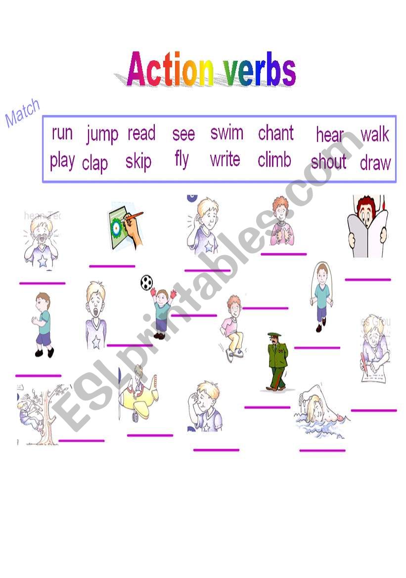 action verbs worksheet