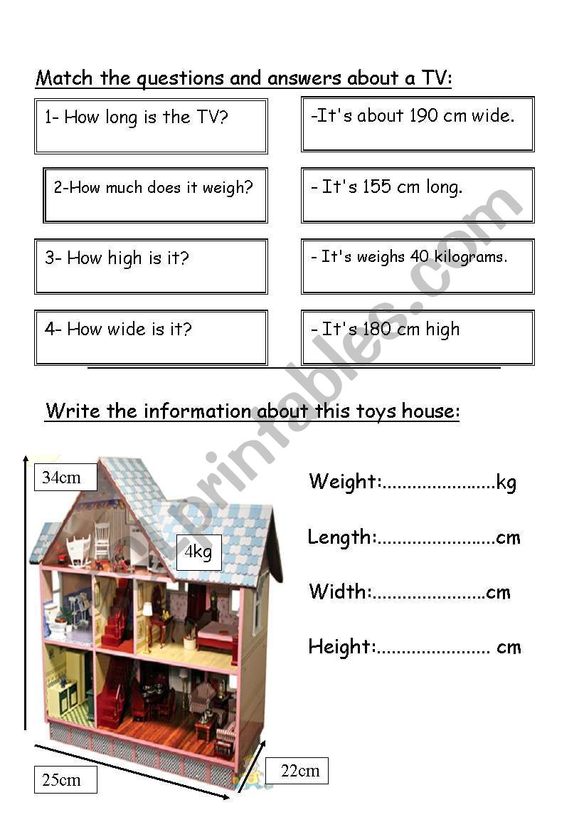 measurements worksheet