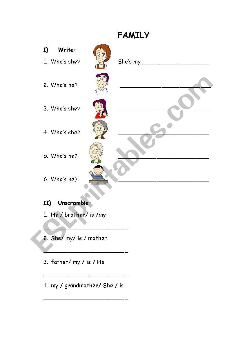 family worksheet