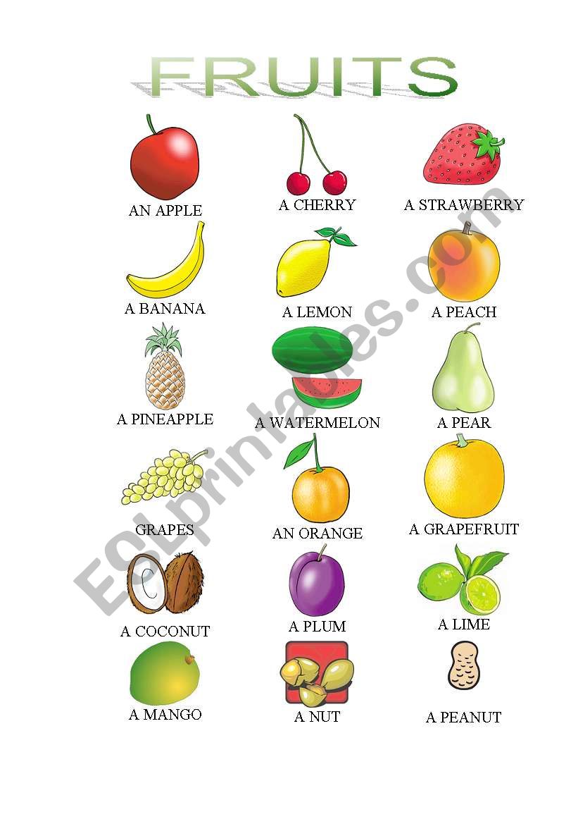 PICTIONARY FRUITS worksheet
