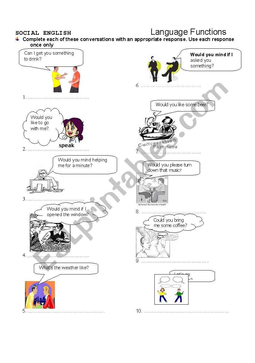 Speaking activities worksheet