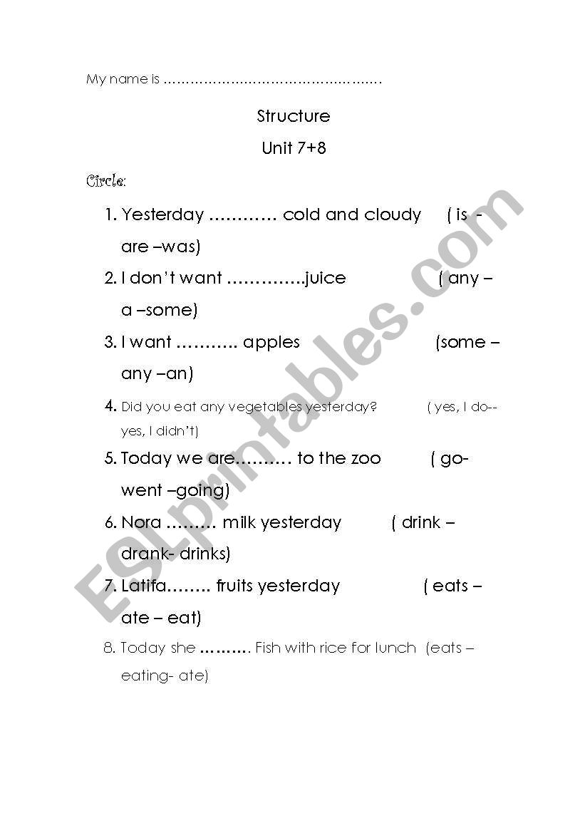 Revise your Grammar worksheet