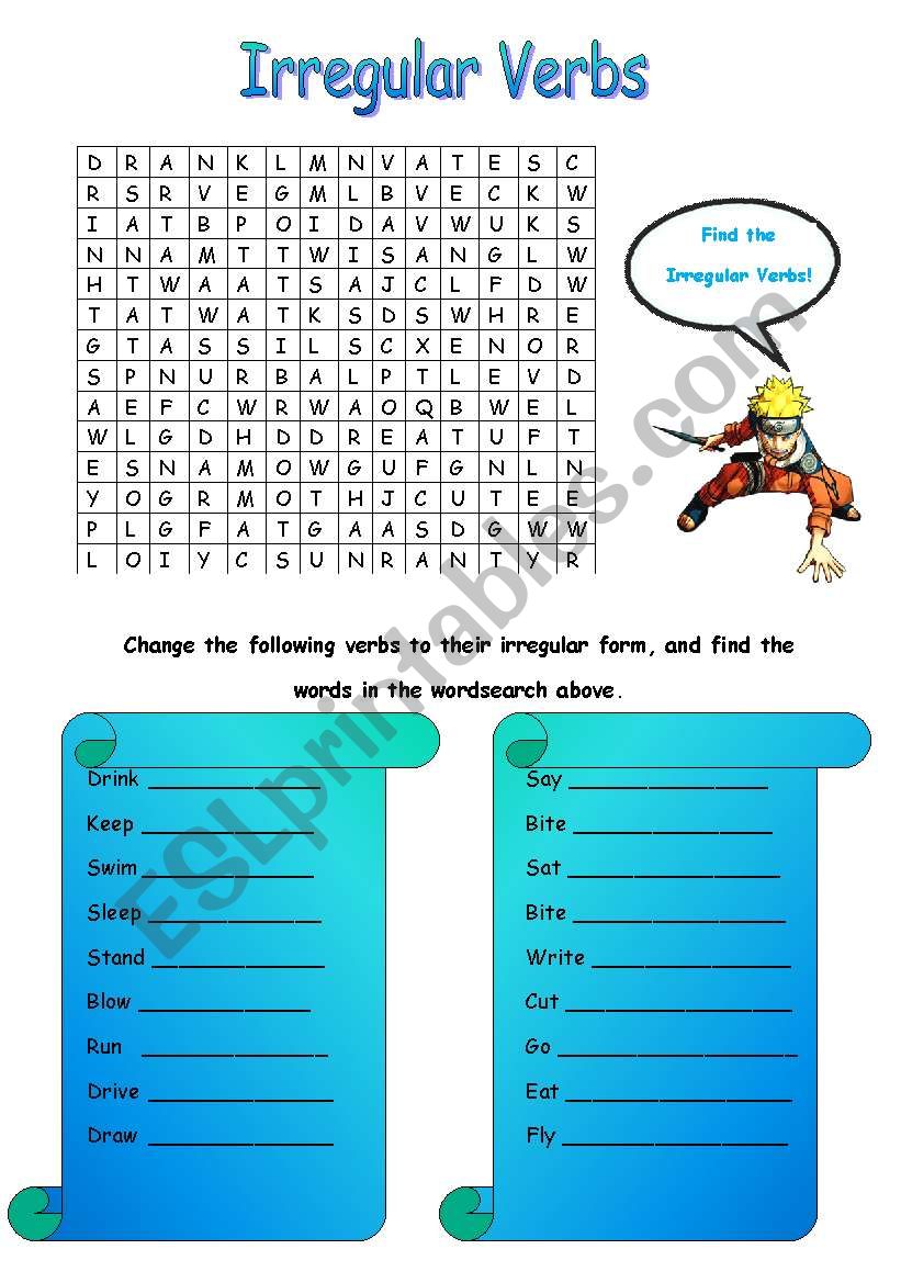 Irregular Verbs worksheet