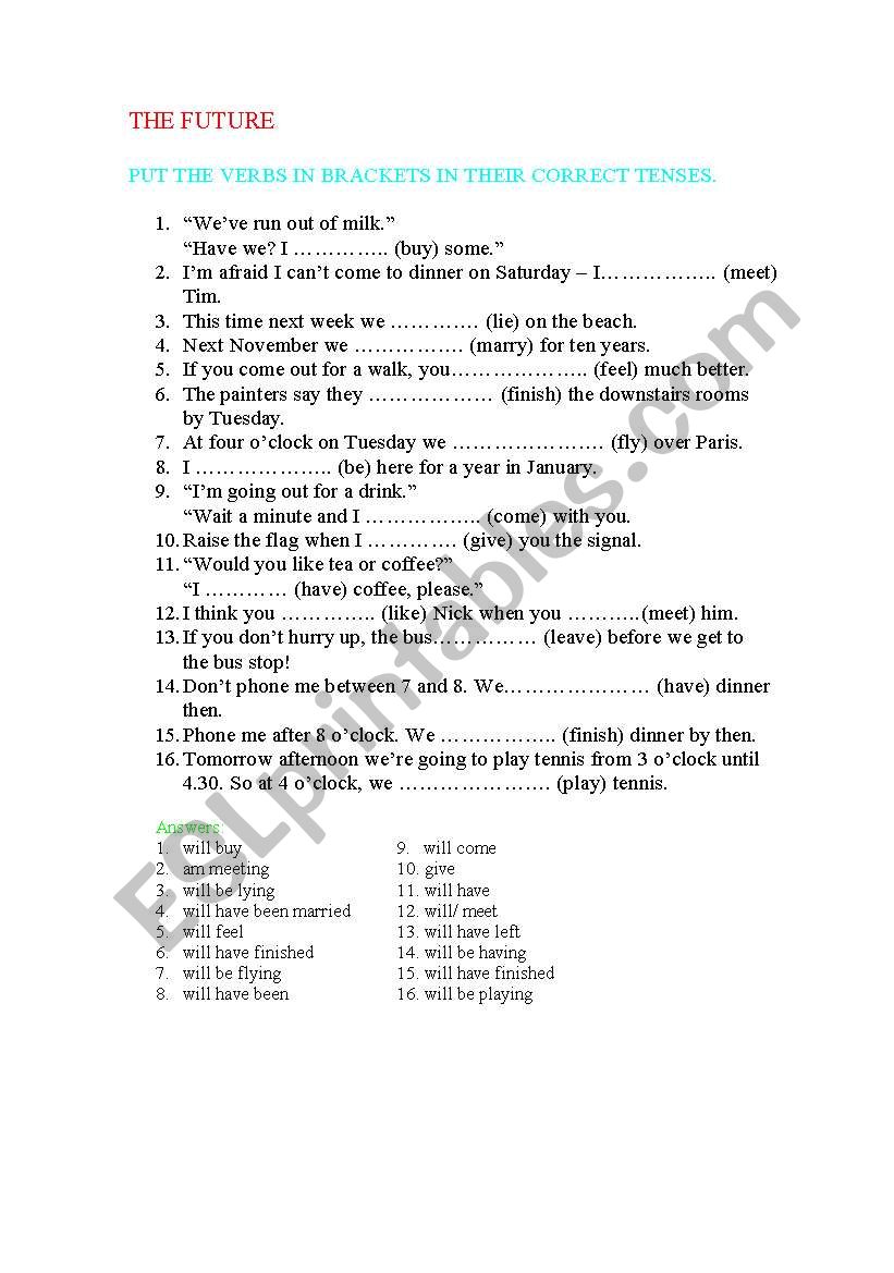 The Future worksheet