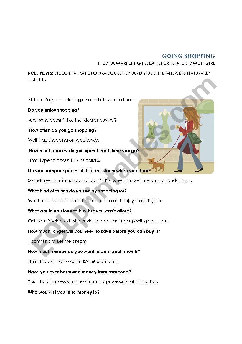 Going Shopping worksheet