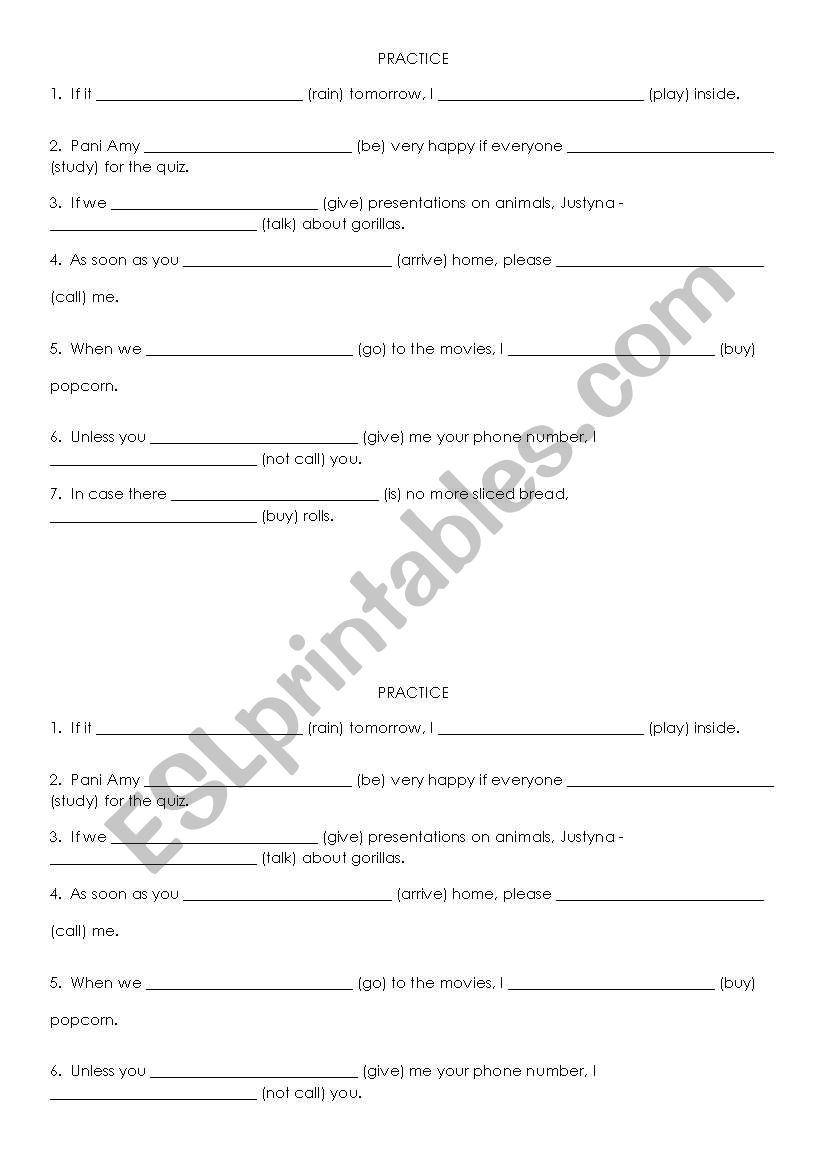 Practice with the first conditional