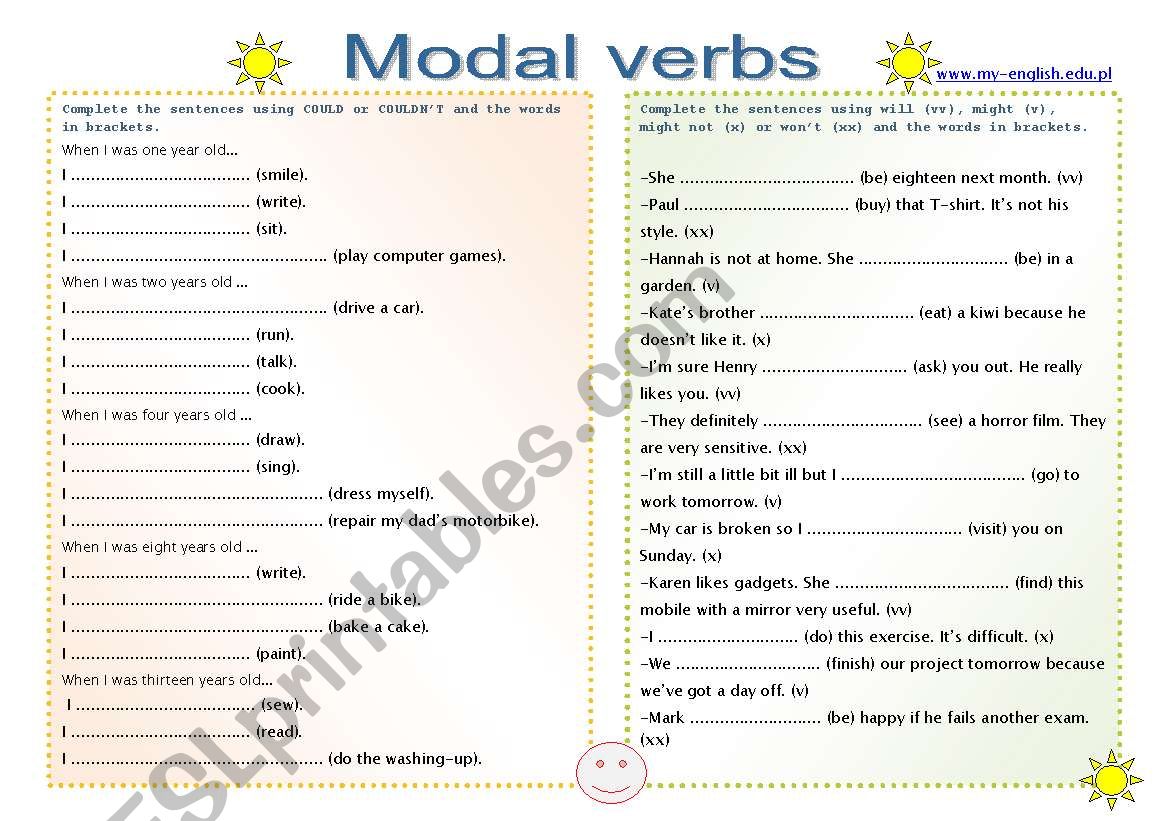 MODAL VERBS (3 pages) worksheet
