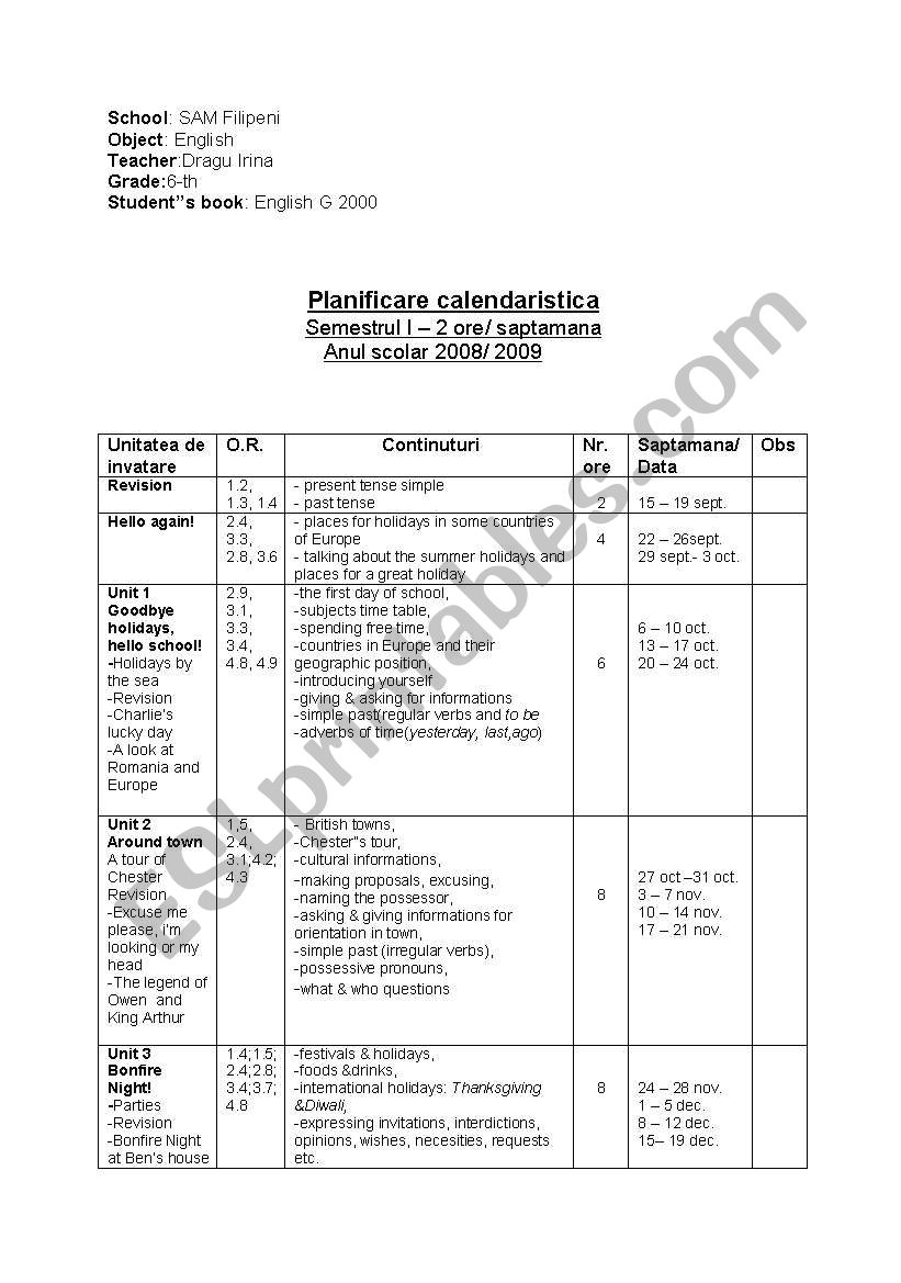 planning worksheet