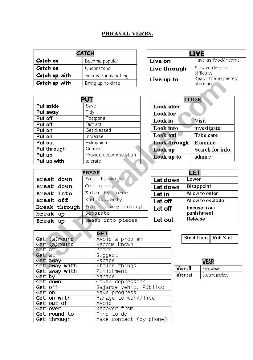 PHRASAL VERBS worksheet