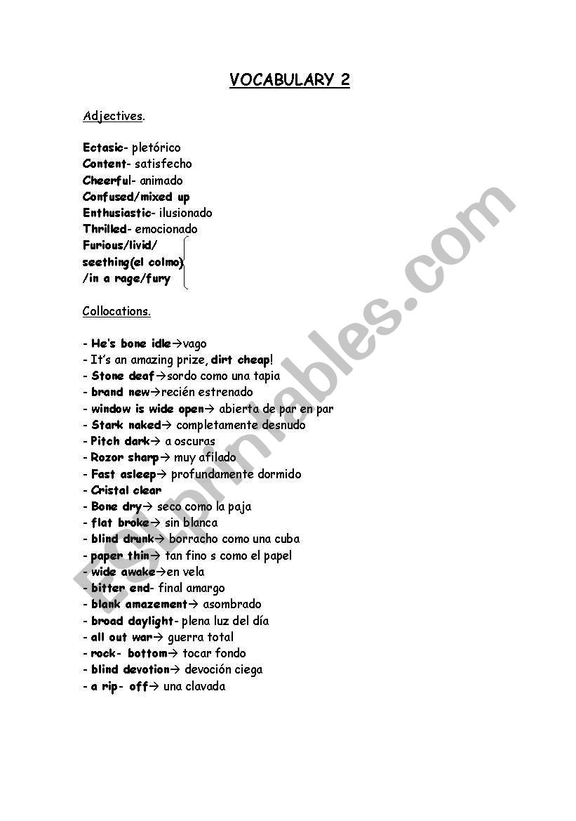 GENERAL VOCABULARY AND COLLOCATIONS