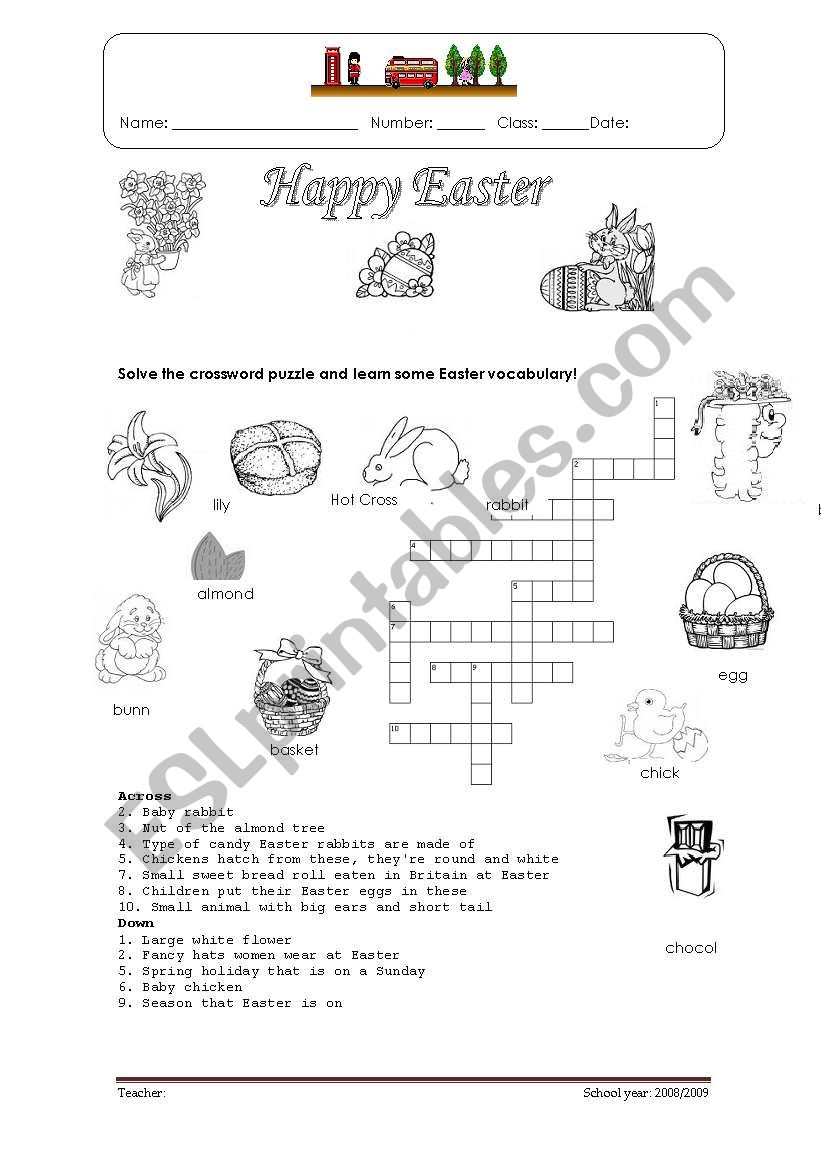 Easter vocabulary worksheet