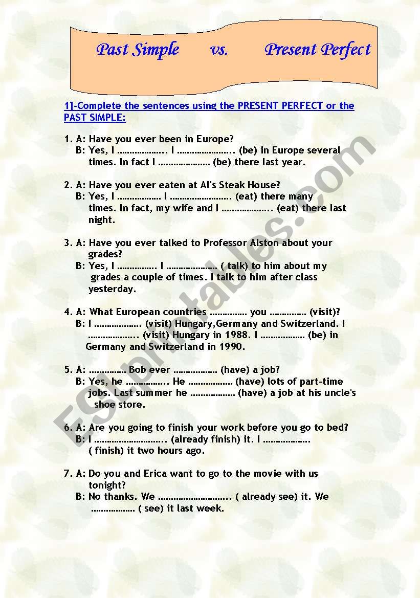 Past Simple vs. Present Perfect