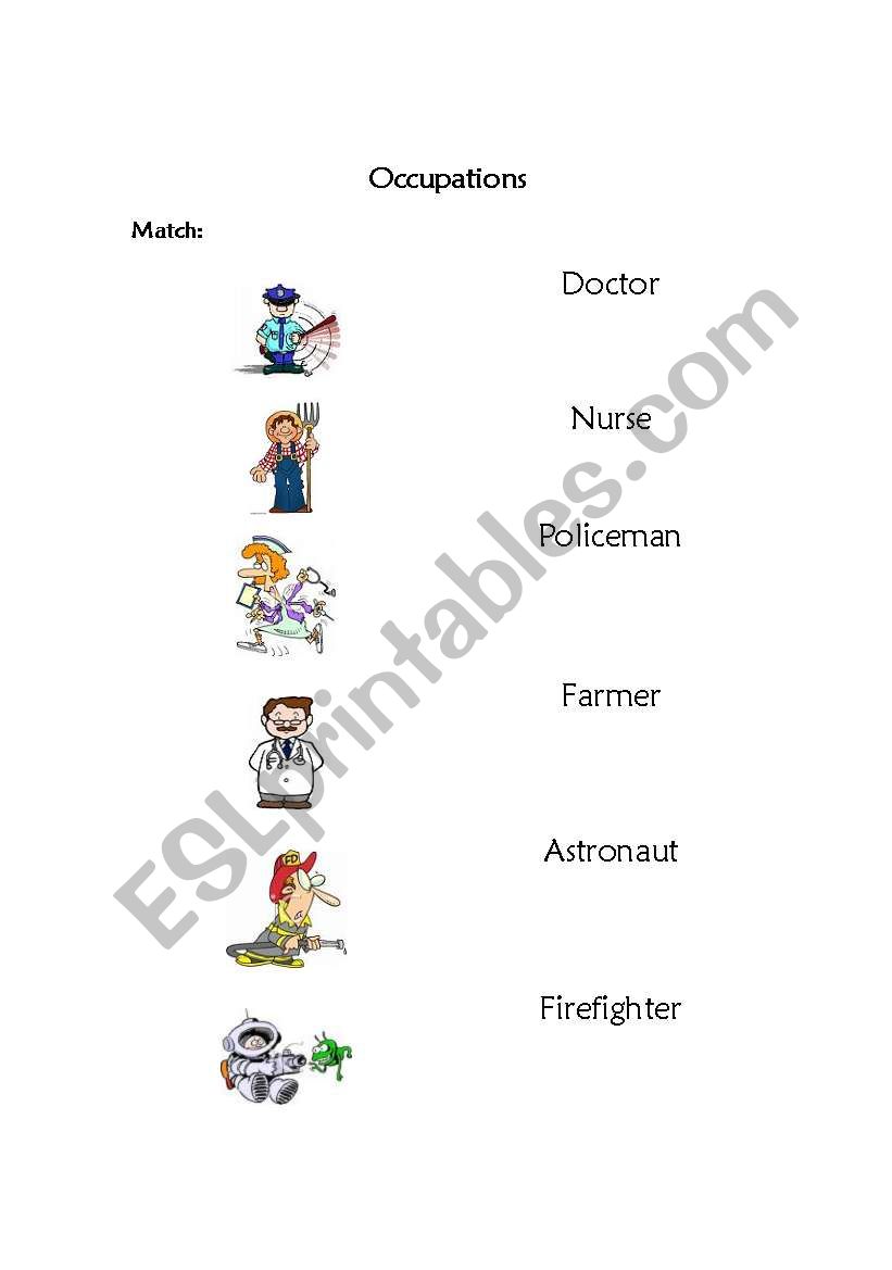 Occupations - Match  worksheet