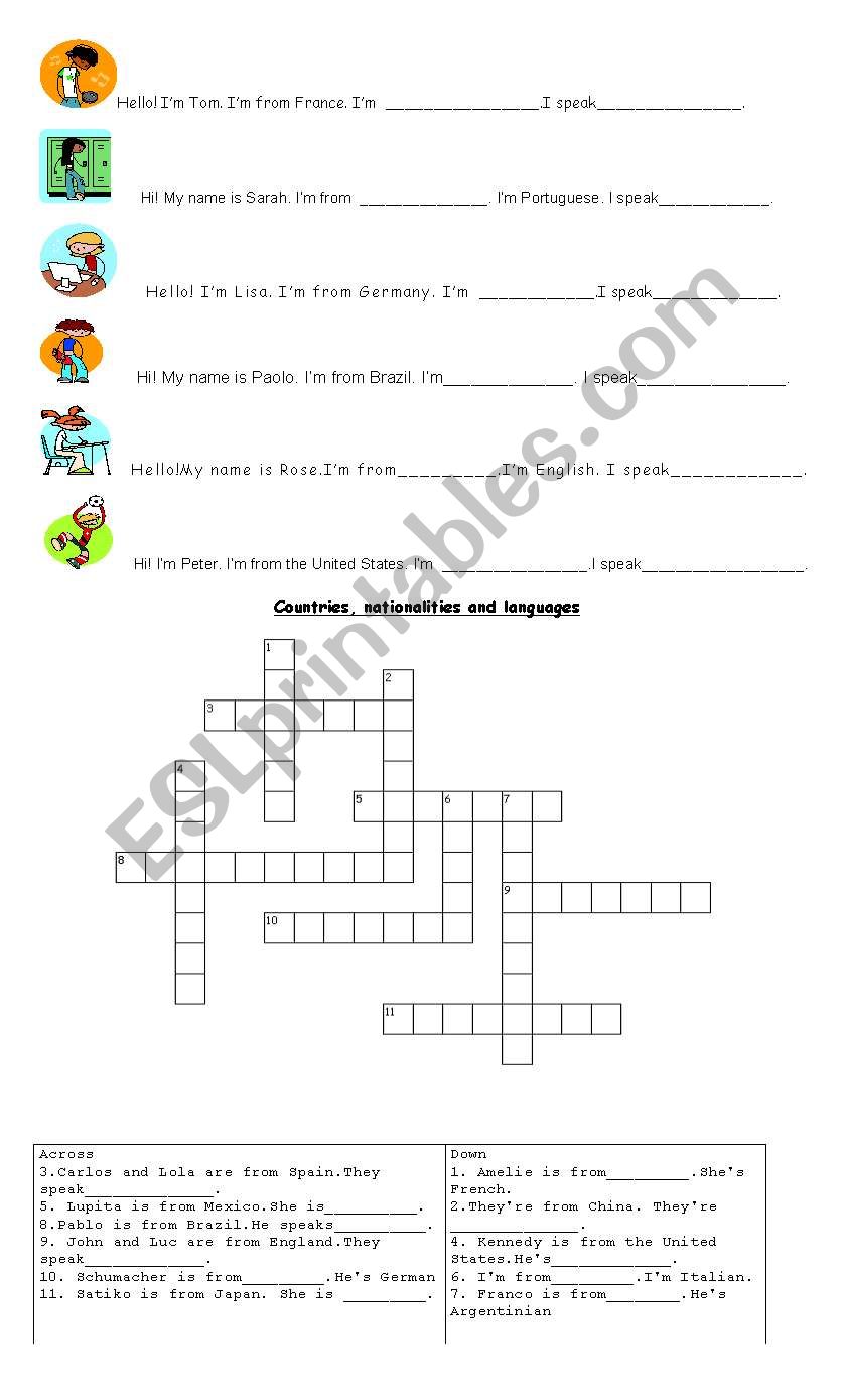 countries and nationalities worksheet