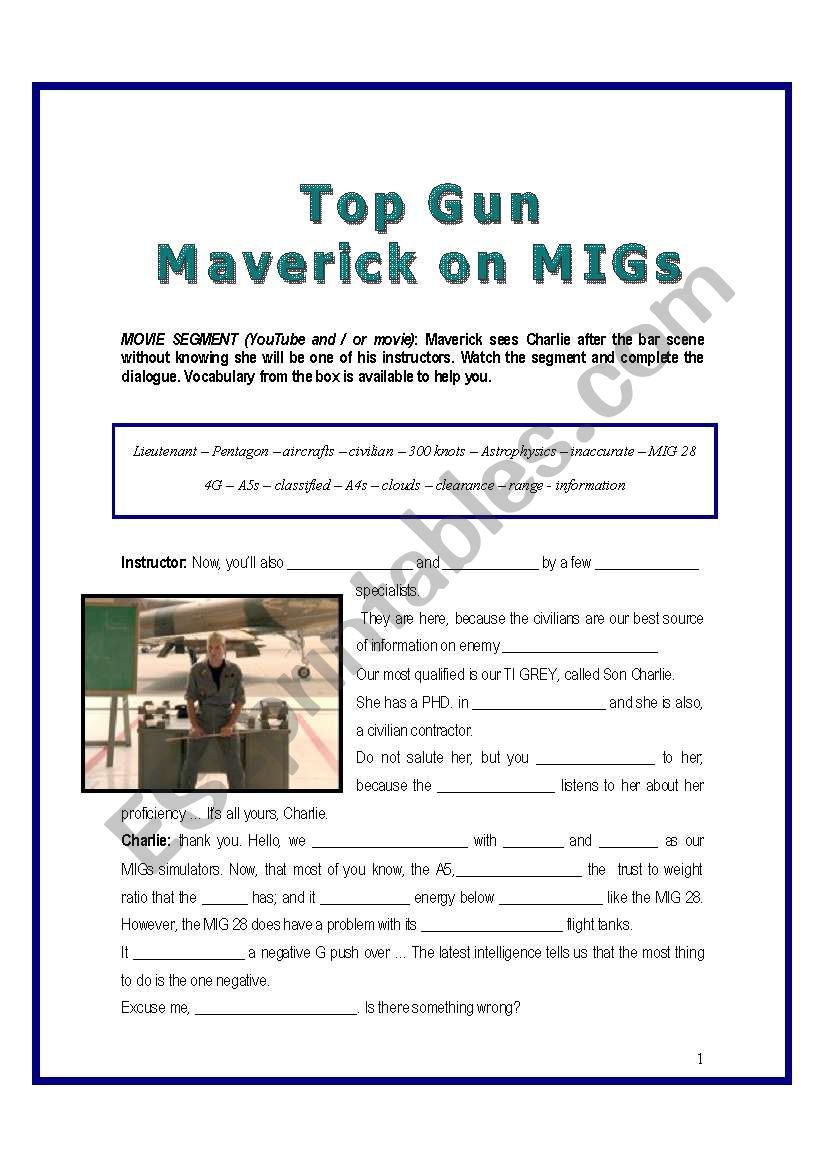 TOP GUN - MOVIE SEGMENT - 2/3 - 2 pages + KEY
