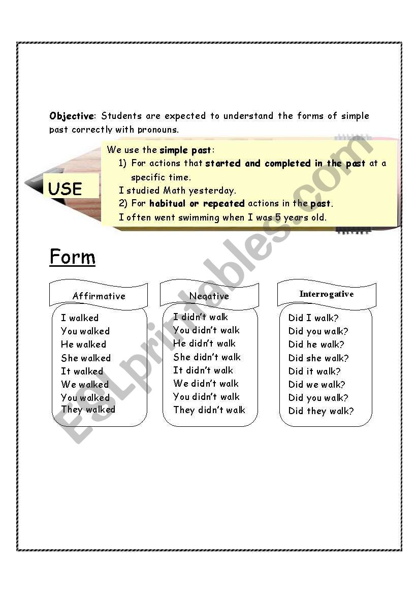 simple past. regular verbs worksheet
