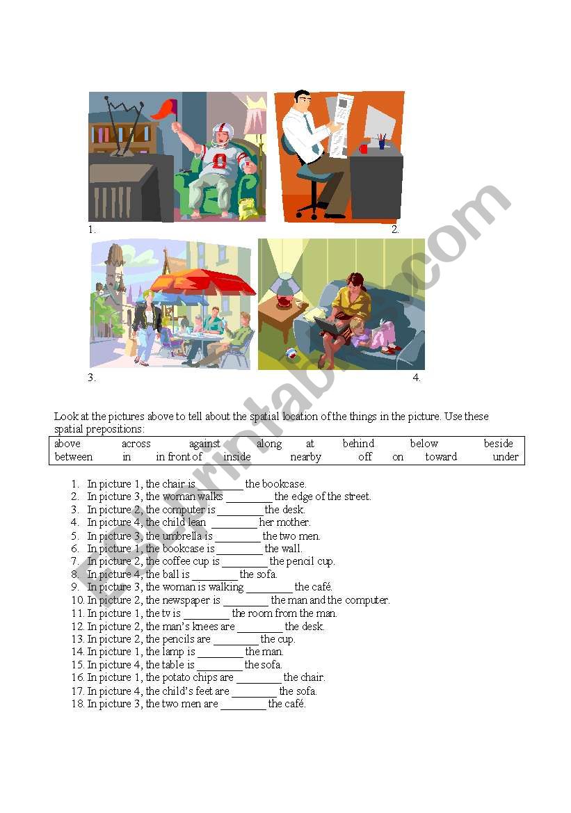 Spatial Prepositions Worksheet