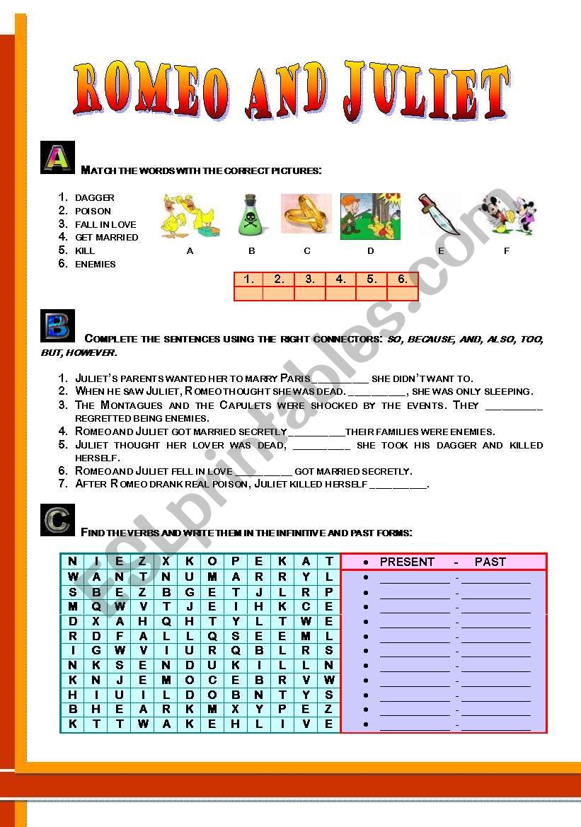 Romeo and Juliet - PART II worksheet