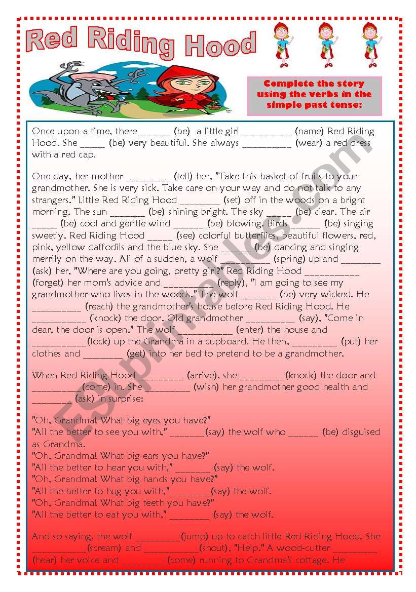 Story: Red Riding Hood- Simple Past Tense Practice