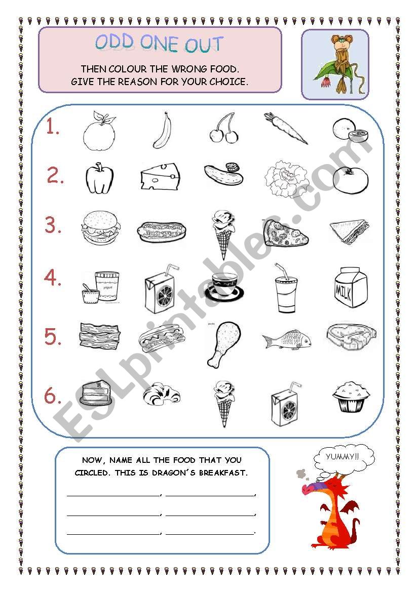 Odd one out worksheet