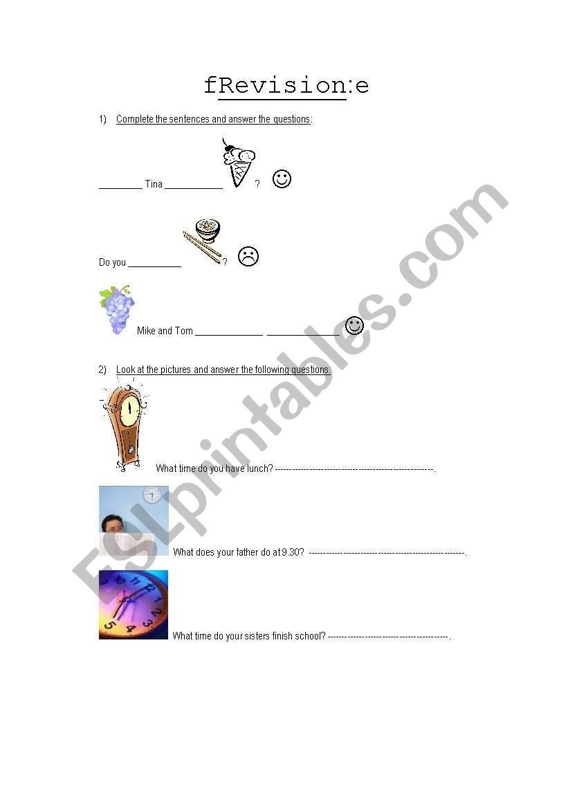 Revision worksheet