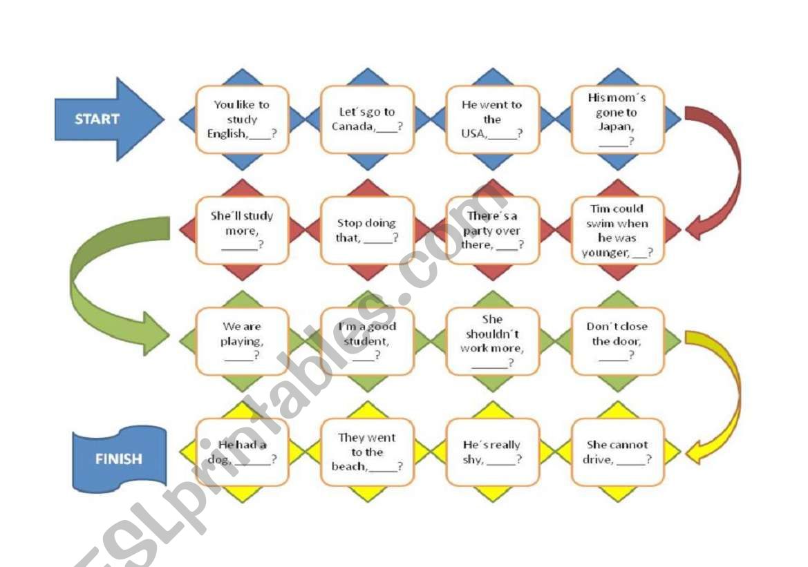 Tag Questions Board game worksheet