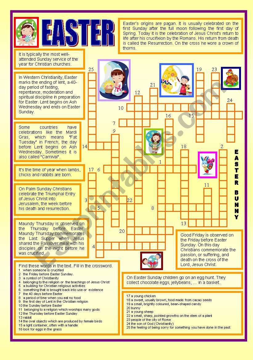 Easter crossword activity (reading)