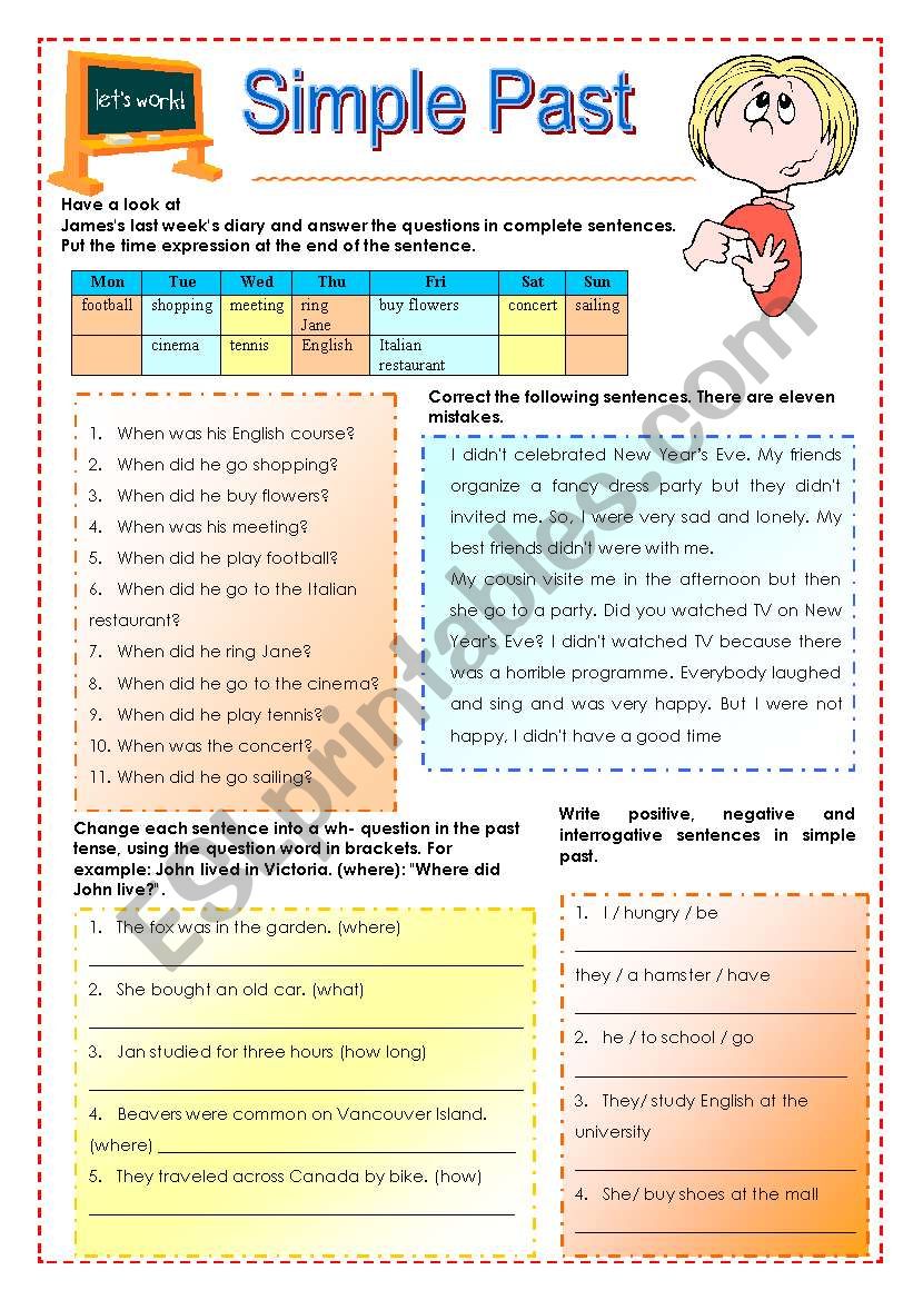 Lets work: Simple Past worksheet