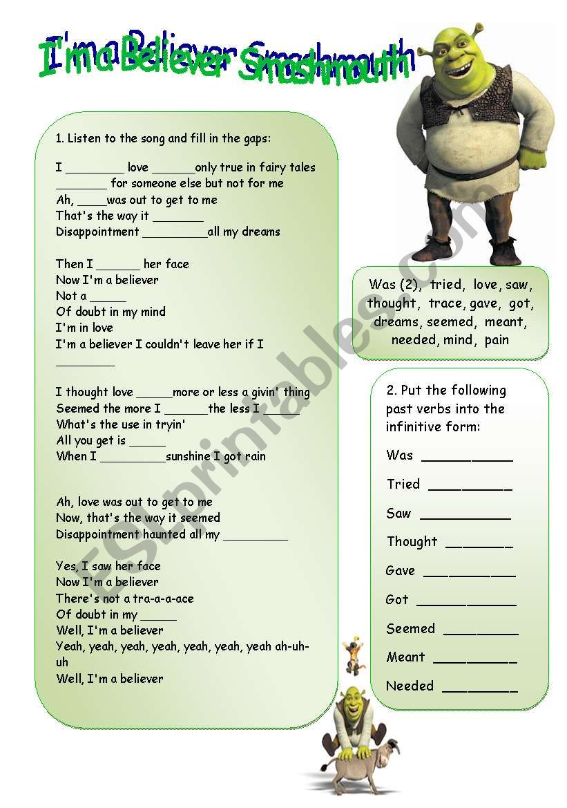 Im a believer - Smash Mouth worksheet