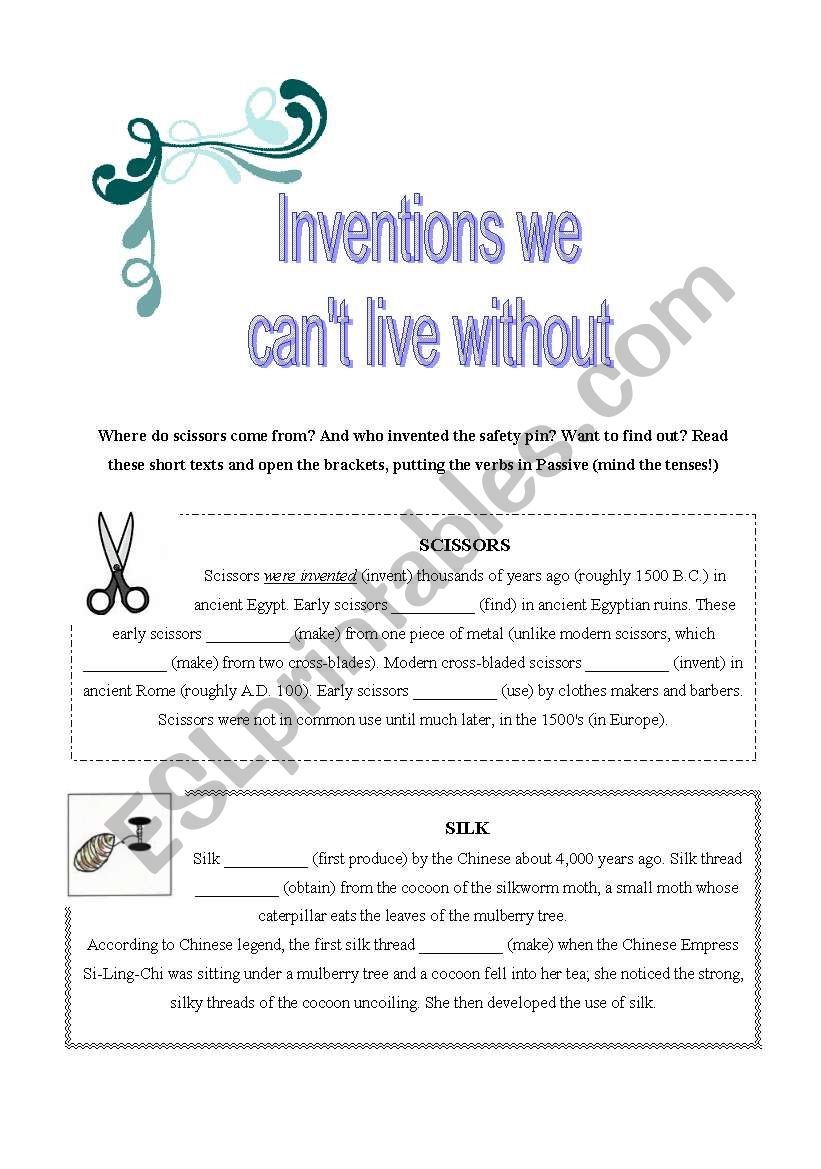 Inventions we cant live without (passives practice)