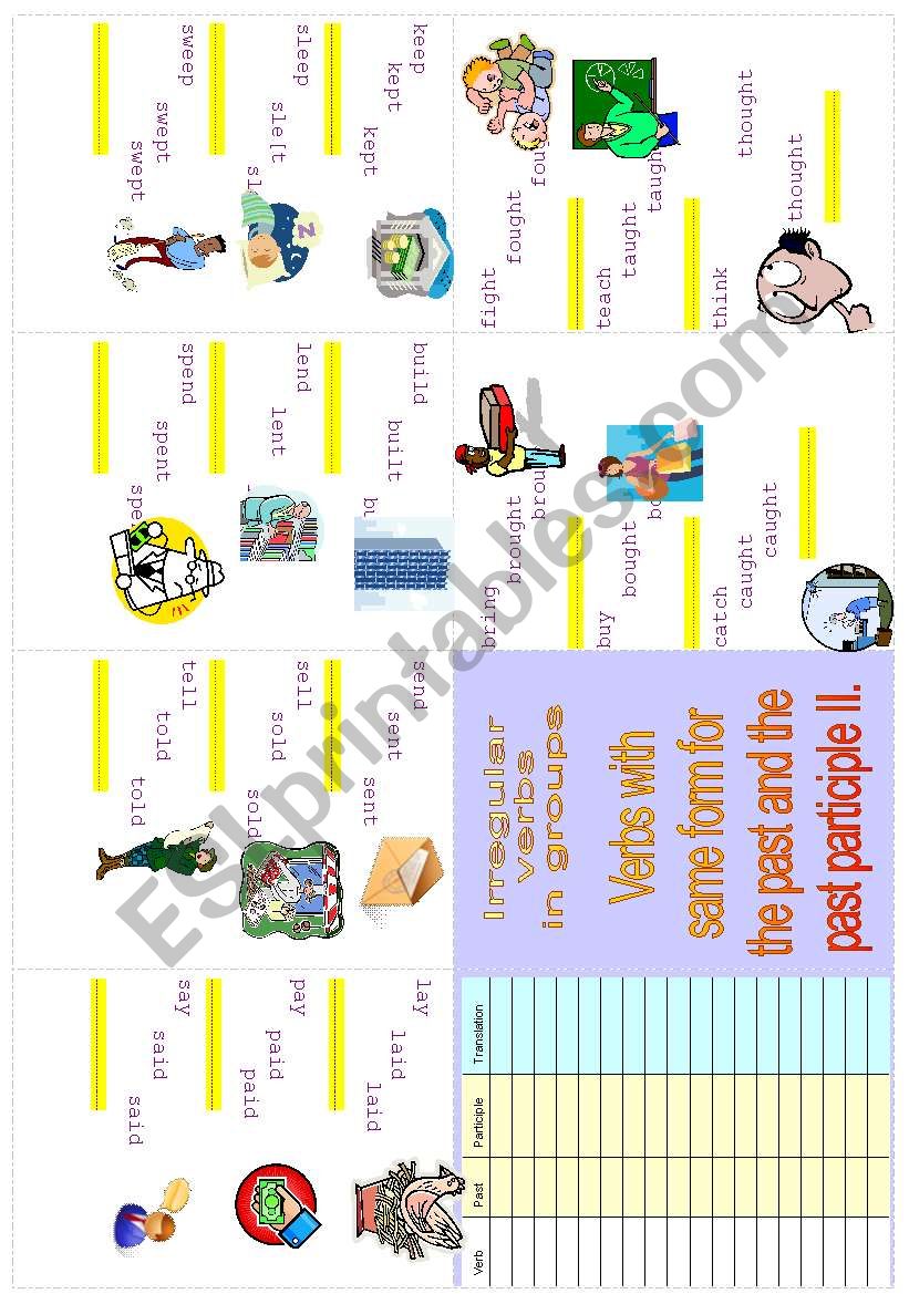 Irregular verbs Minibook 4. worksheet