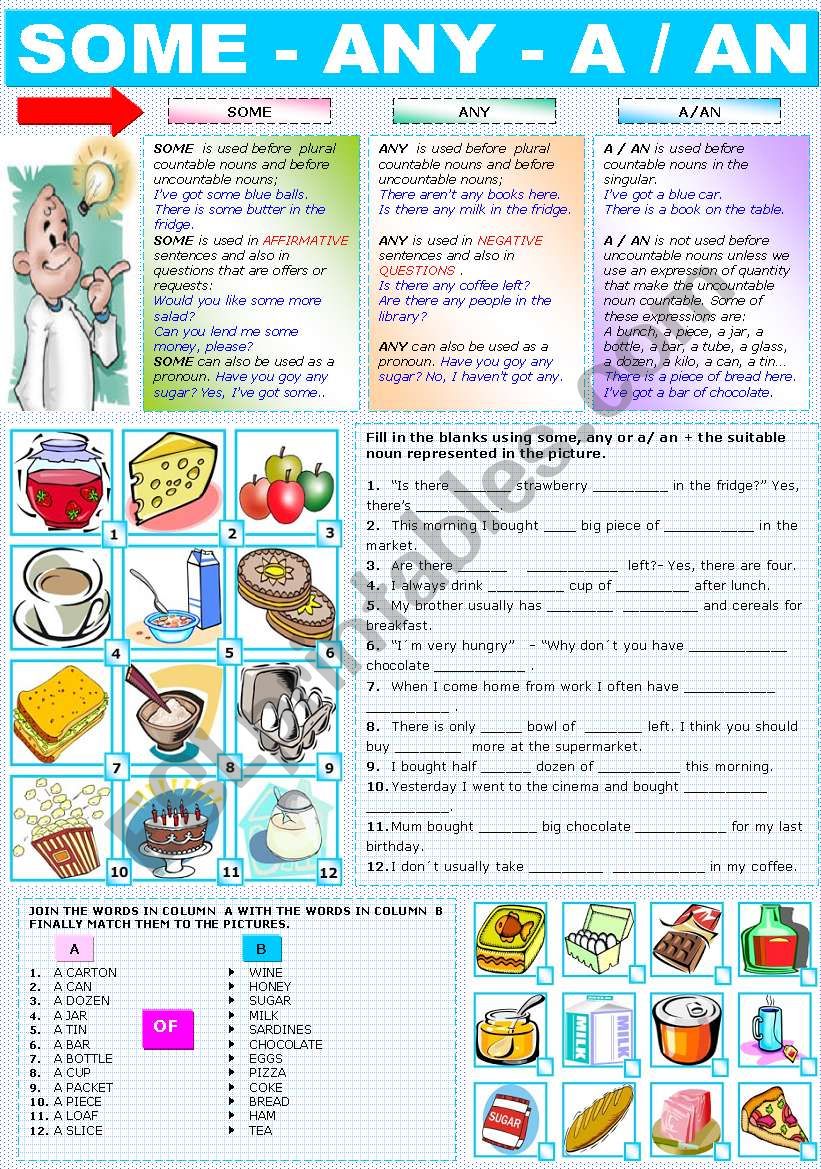 SOME - ANY - A / AN worksheet