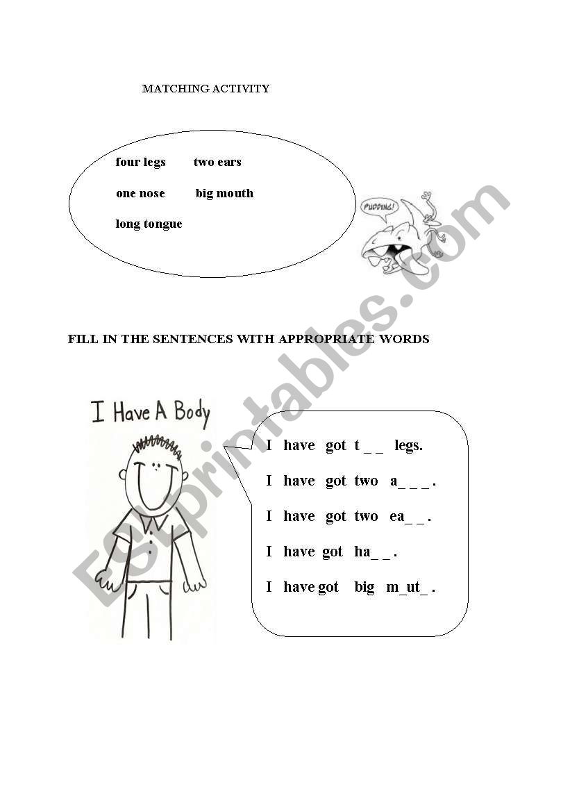 my body worksheet