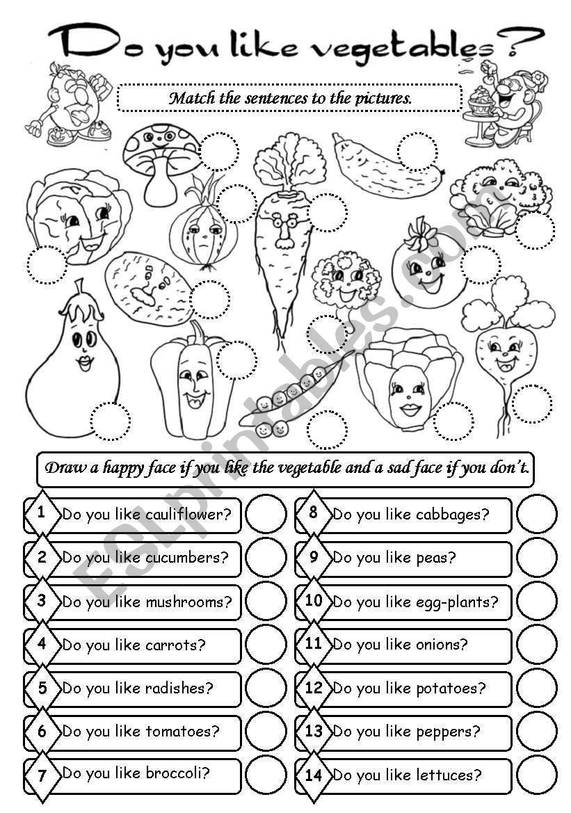 Do you like vegetables? worksheet