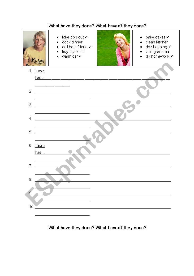What have they done? worksheet