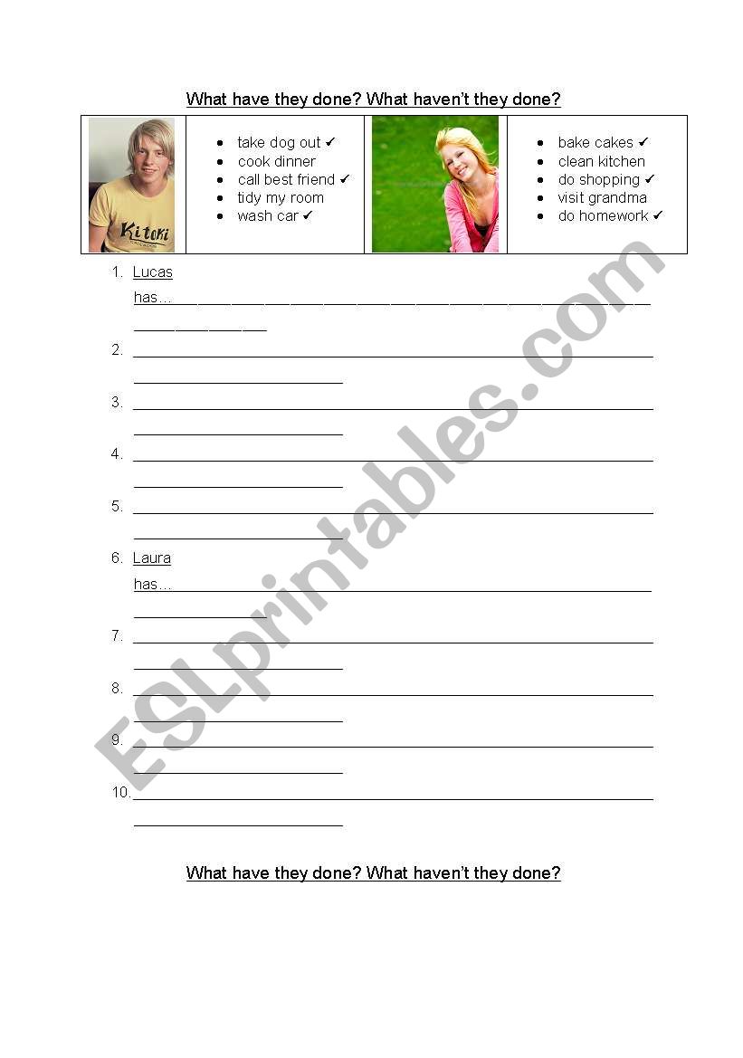 What have they done? worksheet