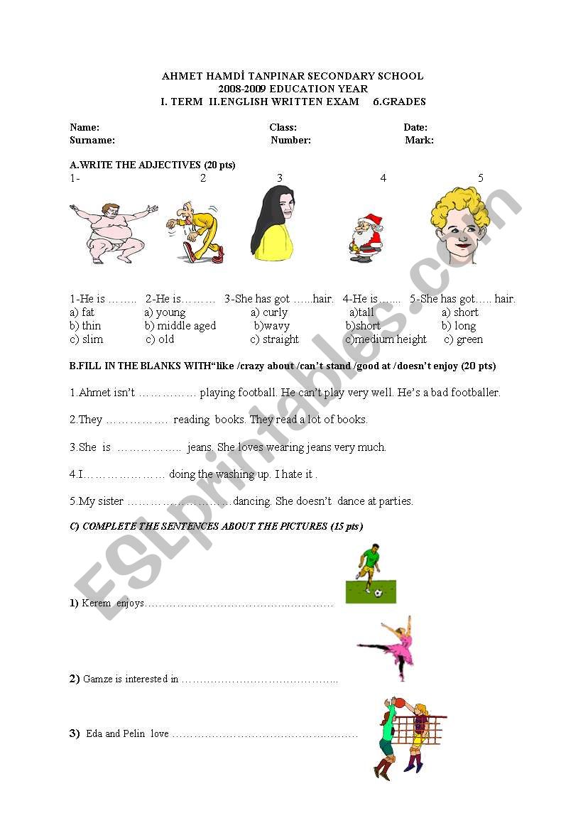 EXAM worksheet