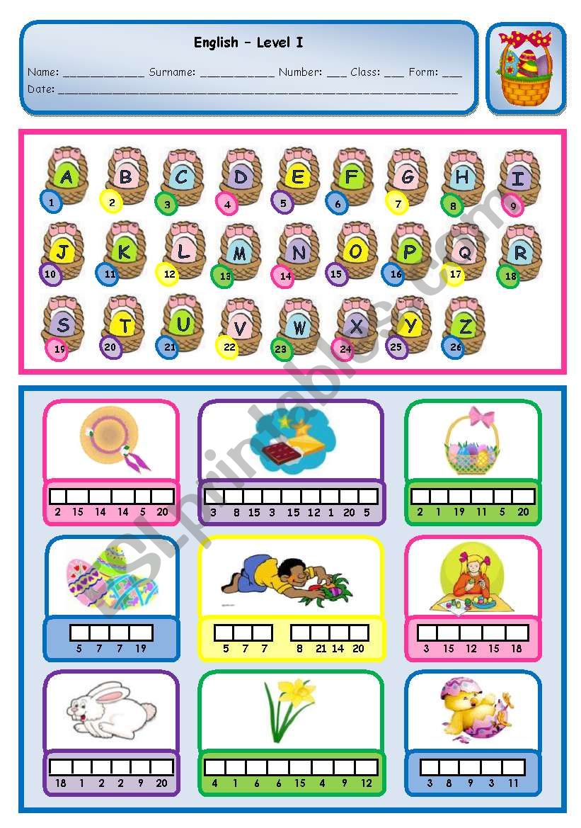 EASTER PUZZLE worksheet