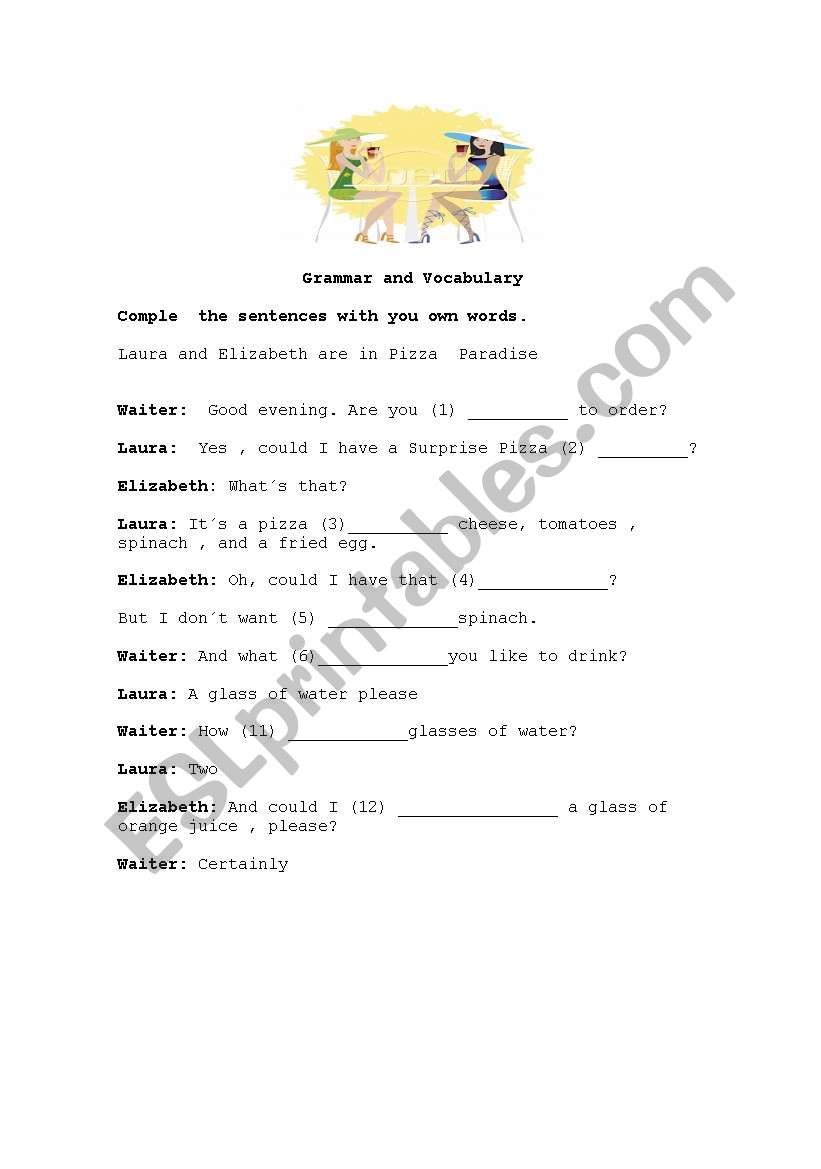 Restaurant   worksheet