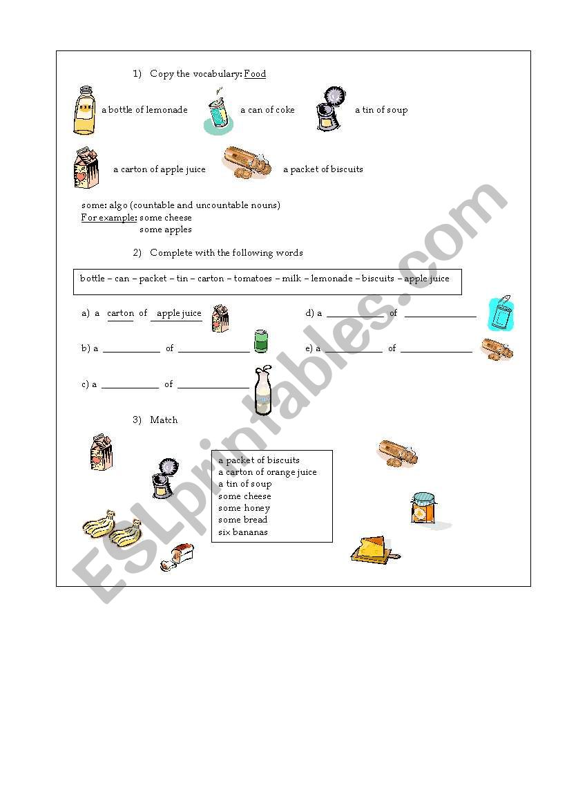 Food worksheet