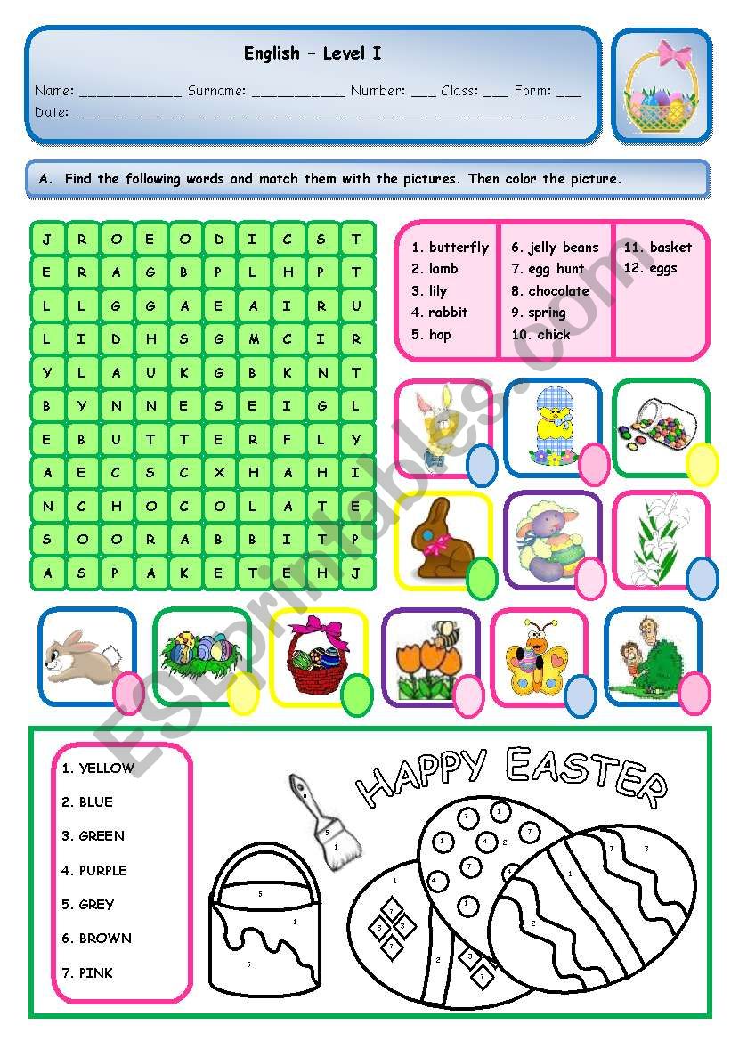 EASTER ACTIVITIES worksheet