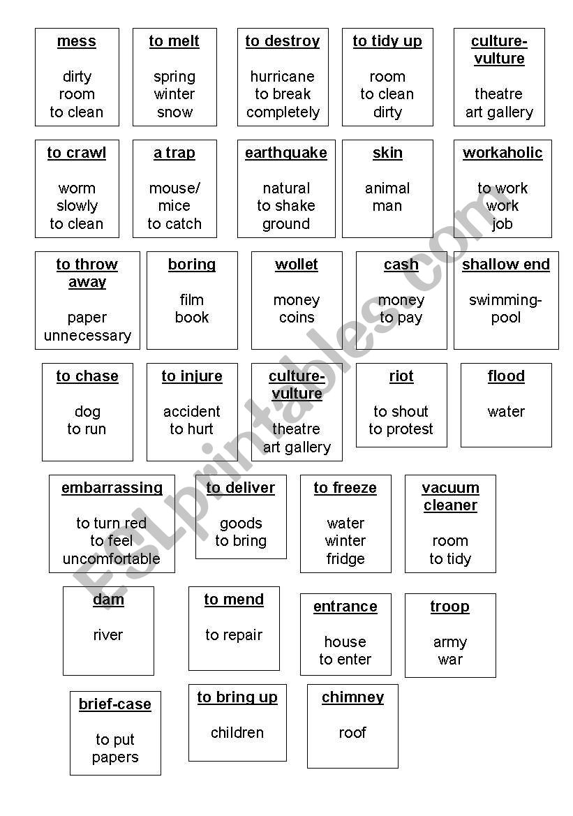 Cards For Playing Taboo Language In Use Intermediate Book Units
